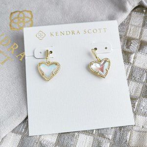 Ari Heart Drop Earrings | Gold | Dichroic Glass